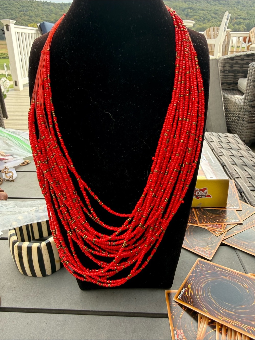Multi-Strand Red Seed Bead Necklace - Women Jewelry